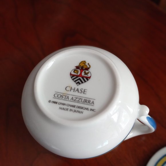 Chase Costa Azzurra Pots de Creme. Blue, Yellow & White. Lynn Chase Designs 1988 - Picture 2 of 13